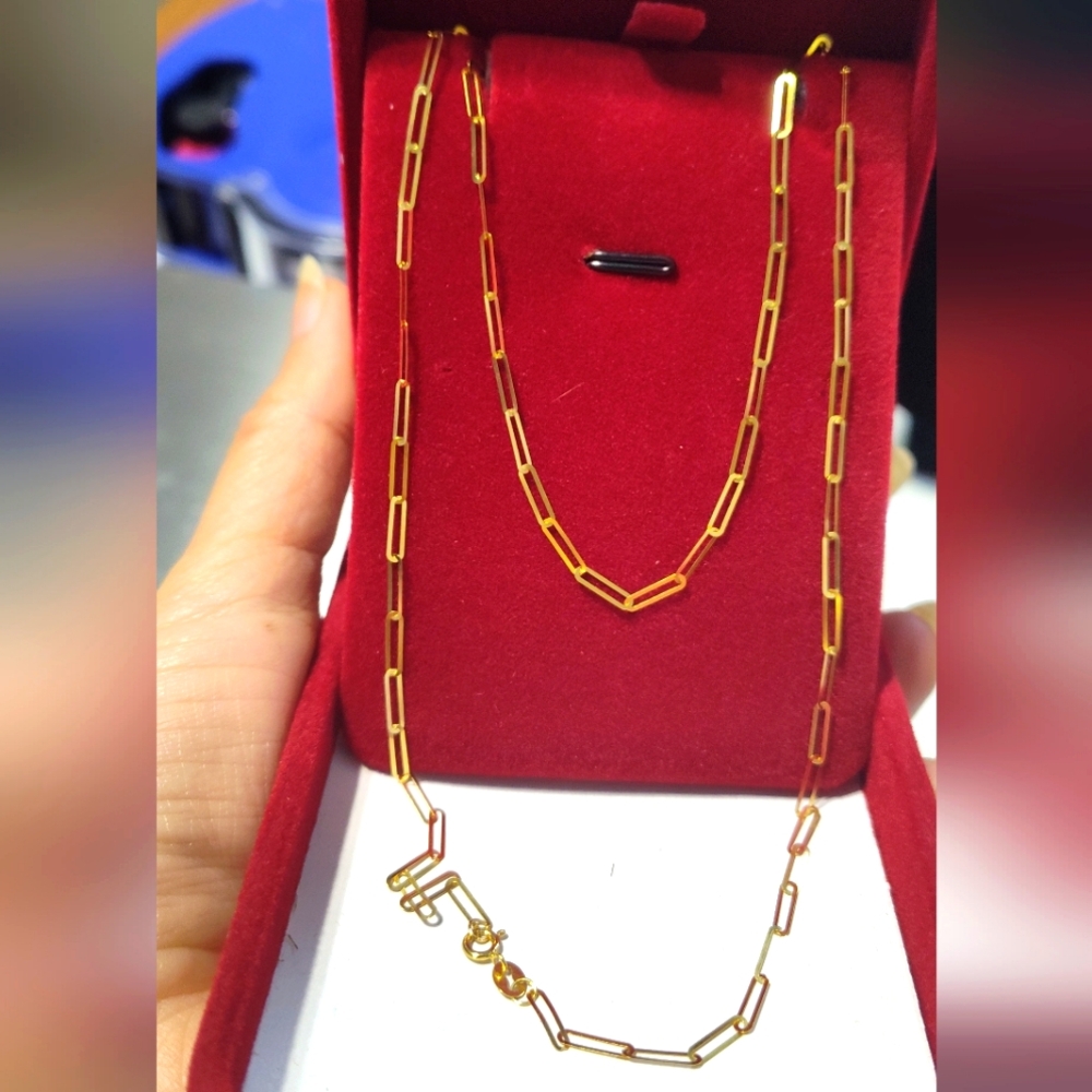 Men's Gold Paperclip Chain Necklace - Sleek Minimalist Jewelry